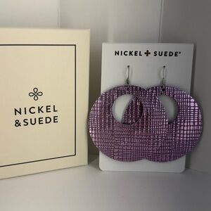 NIB Nickel & Suede Gilded Lilac Novas Leather Earrings - Size Medium